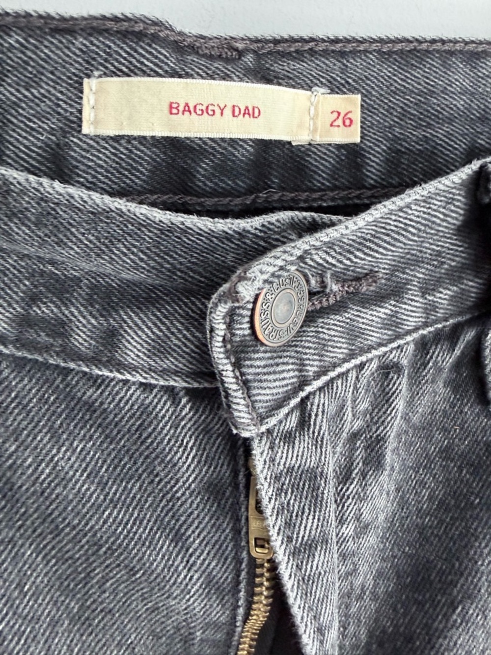Levi's Premium BAGGY DAD WOMEN'S JEANS Size 26 Boot Barn Washed Black Gray - Picture 11 of 16